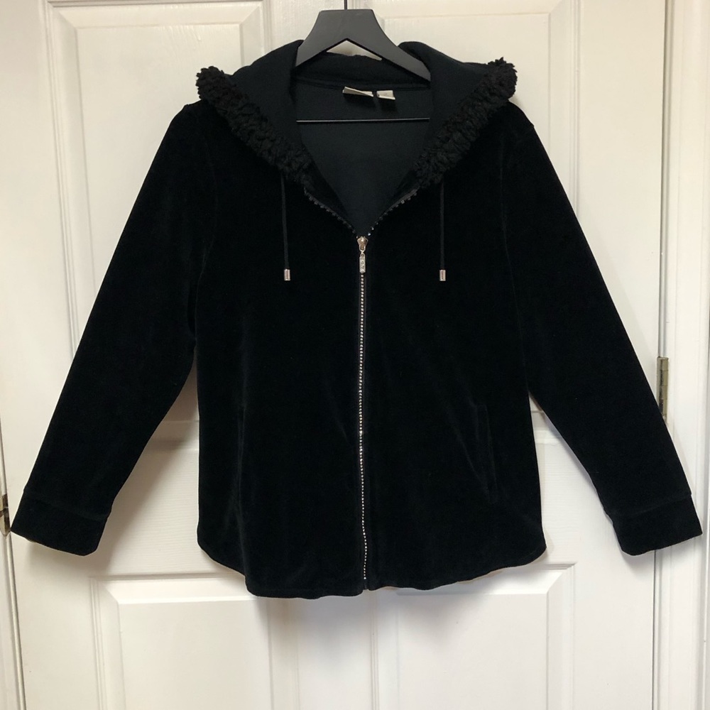 Zenergy by Chico’s Velour Full-Zip Jacket with Hood